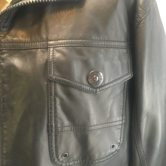 Levi's Mens Faux Leather Jacket Coat Black Bomber Trucker Biker Size XL 13862B - Picture 4 of 13